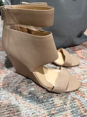 Banana Republic Taupe Ankle-Strap Wedge Sandals
